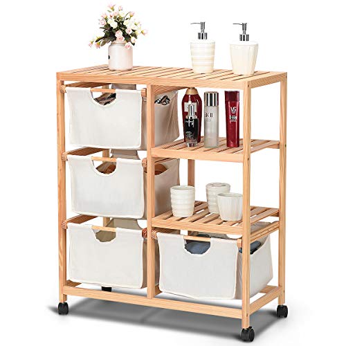 Algopix Similar Product 2 - Giantex Wood Hamper Storage Cart 2