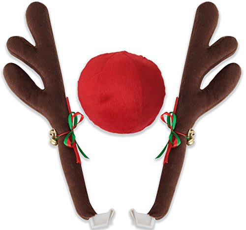 Algopix Similar Product 18 - OxGord Car Reindeer Antlers Nose