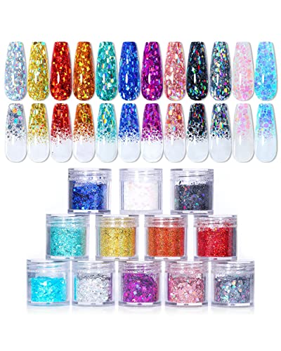 Algopix Similar Product 5 - NICOLE DIARY 8 Colors Chunky Glitter