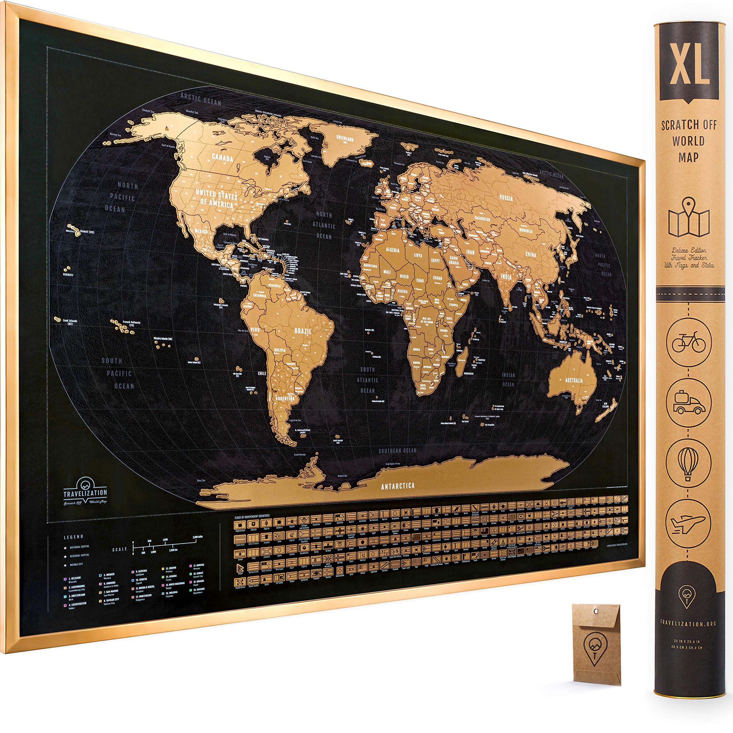 Algopix Similar Product 13 - XL Scratch Off Map of The World with