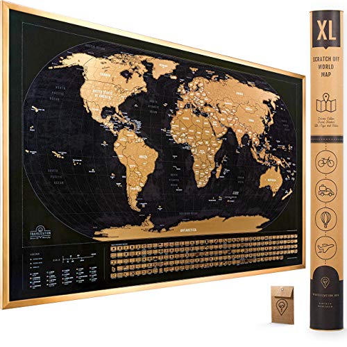 Algopix Similar Product 11 - XL Scratch Off Map of The World with