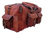 Algopix Similar Product 9 - Vintage Leather 24 Square Chain Duffel