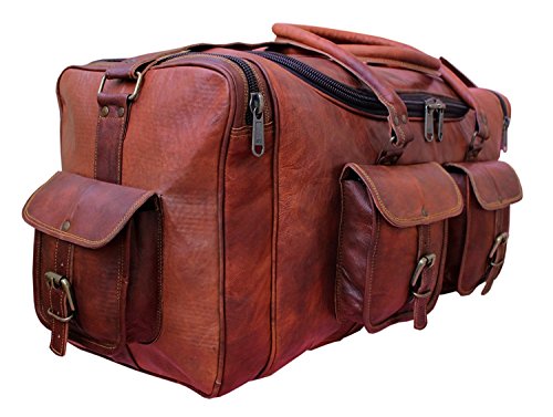 Algopix Similar Product 15 - Vintage Leather 24 Square Chain Duffel
