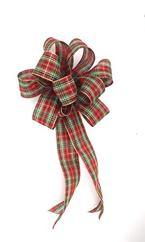 Algopix Similar Product 2 - Red tartan plaid wired ribbon bow for