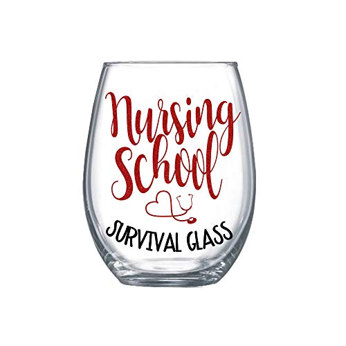 Algopix Similar Product 12 - Nursing School Survival Glass Funny