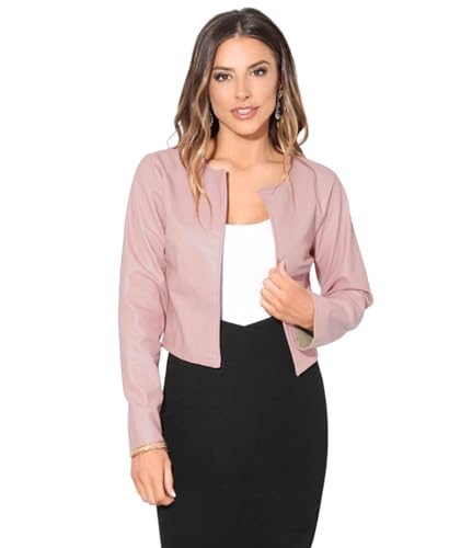 Algopix Similar Product 15 - KRISP Women PU Leather Cropped Jacket