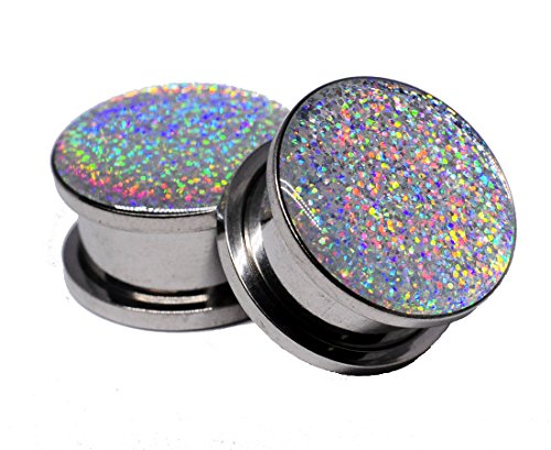 Algopix Similar Product 8 - Screw on Plugs  Silver Holographic