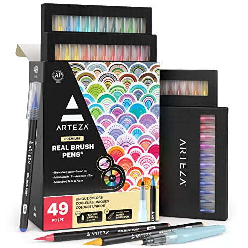Algopix Similar Product 18 - ARTEZA Real Brush Pens 48 Watercolor