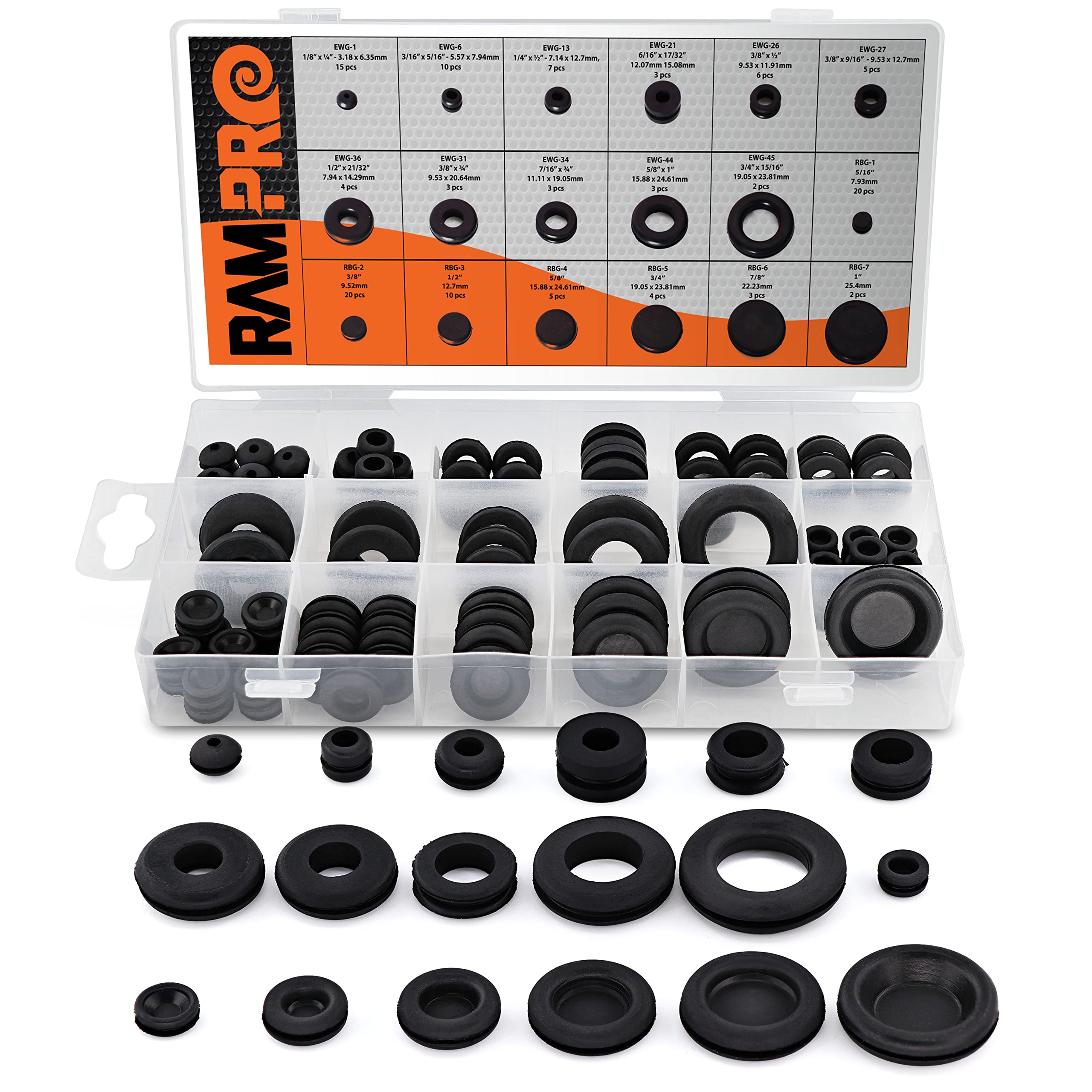 Algopix Similar Product 2 - 125pc 18 Sizes Rubber Grommet Kit 