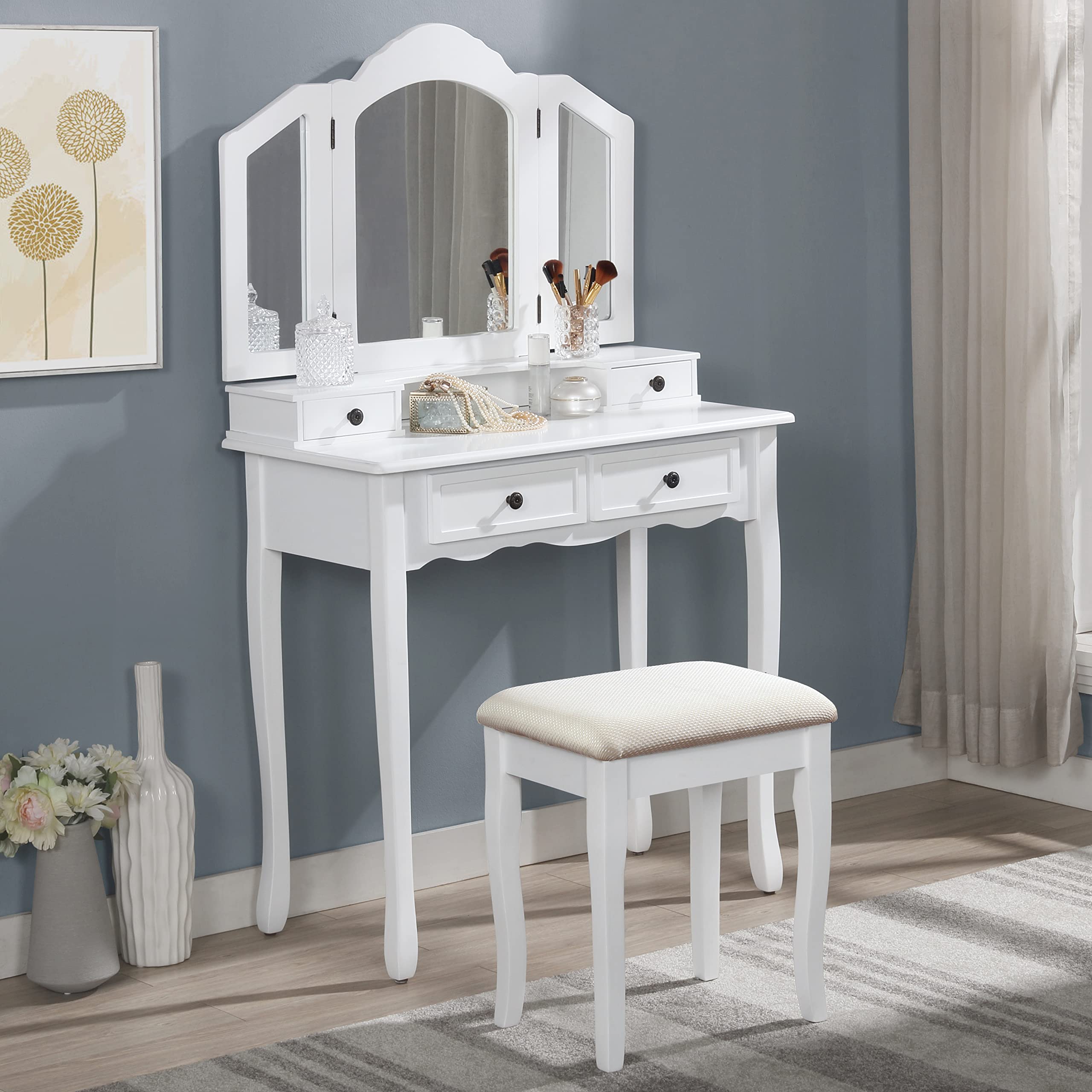 Algopix Similar Product 7 - Roundhill Furniture Sanlo Wooden Vanity