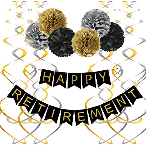Algopix Similar Product 11 - Famoby Happy Retirement Banner with Pom