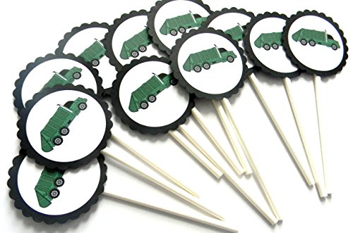 Algopix Similar Product 5 - Garbage Truck Cupcake Toppers  Set of