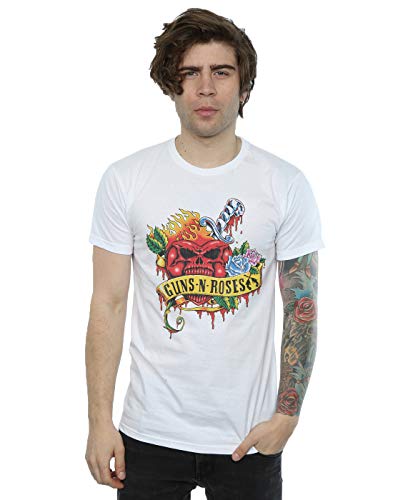 Algopix Similar Product 8 - Guns N Roses Mens Heart Skull TShirt