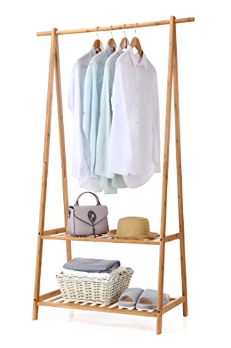 Algopix Similar Product 12 - Finnhomy Bamboo Clothes Rack Portable