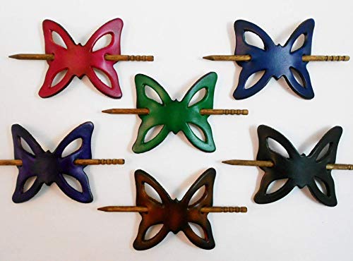 Algopix Similar Product 19 - 2 Leather Butterfly Hair Barrettes w