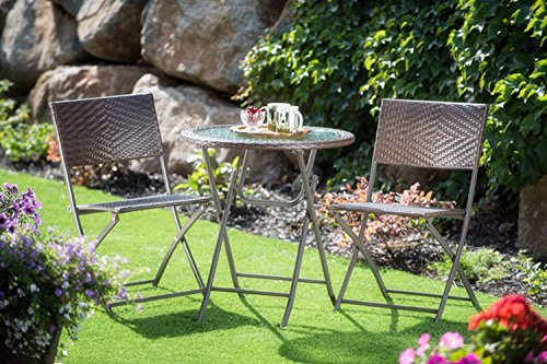 Algopix Similar Product 15 - Supernova 3 pcs Brown Wicker Bistro Set