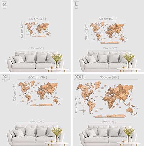 Algopix Similar Product 14 - ENJOY THE WOOD 3D Wood World Map Wall