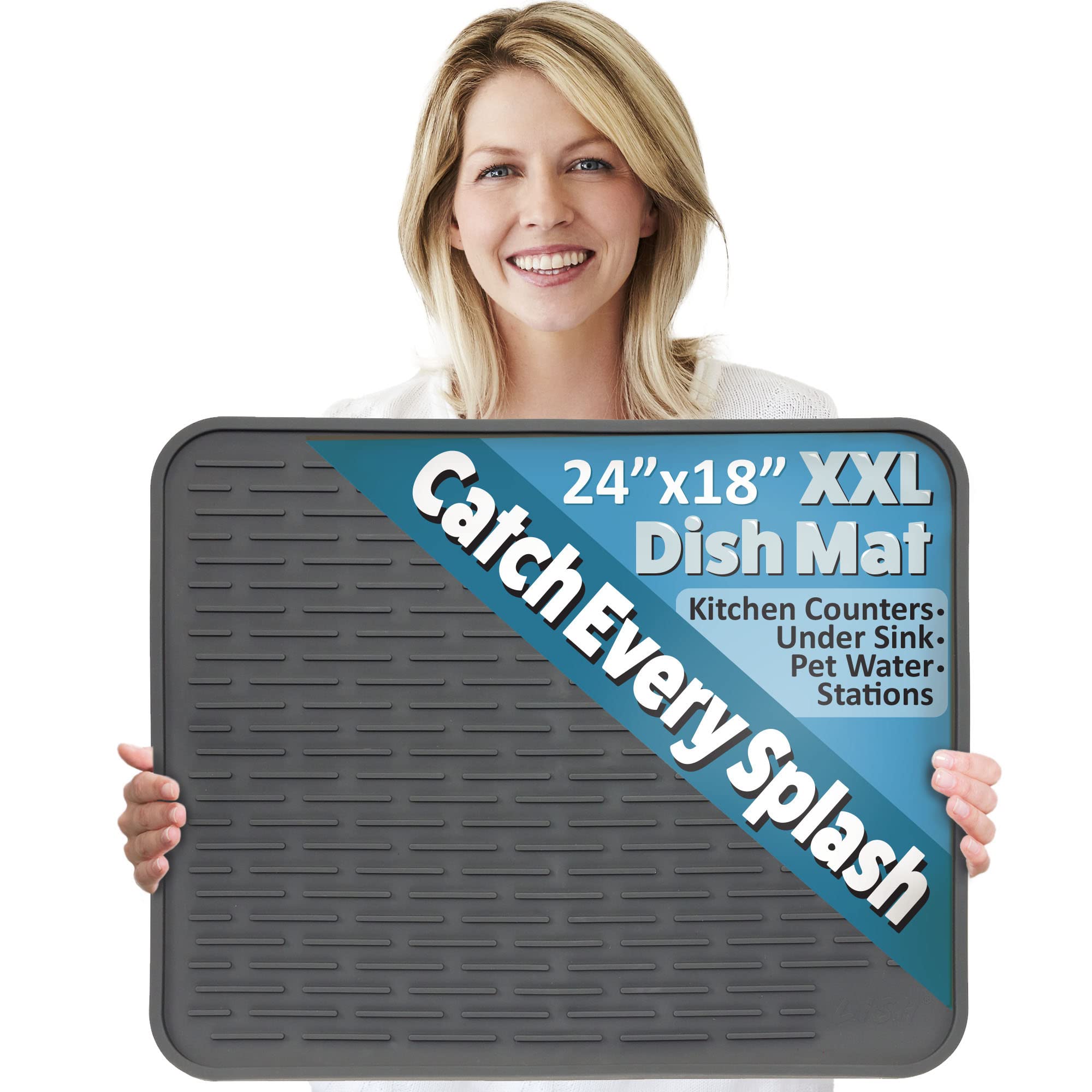 Algopix Similar Product 17 - XXL Silicone Dish Drying Mat for
