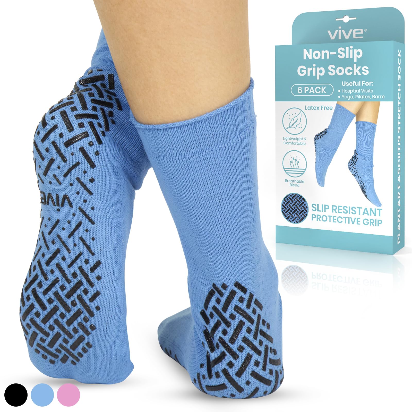 Algopix Similar Product 4 - Vive NonSlip Grip Socks 6 Pairs 