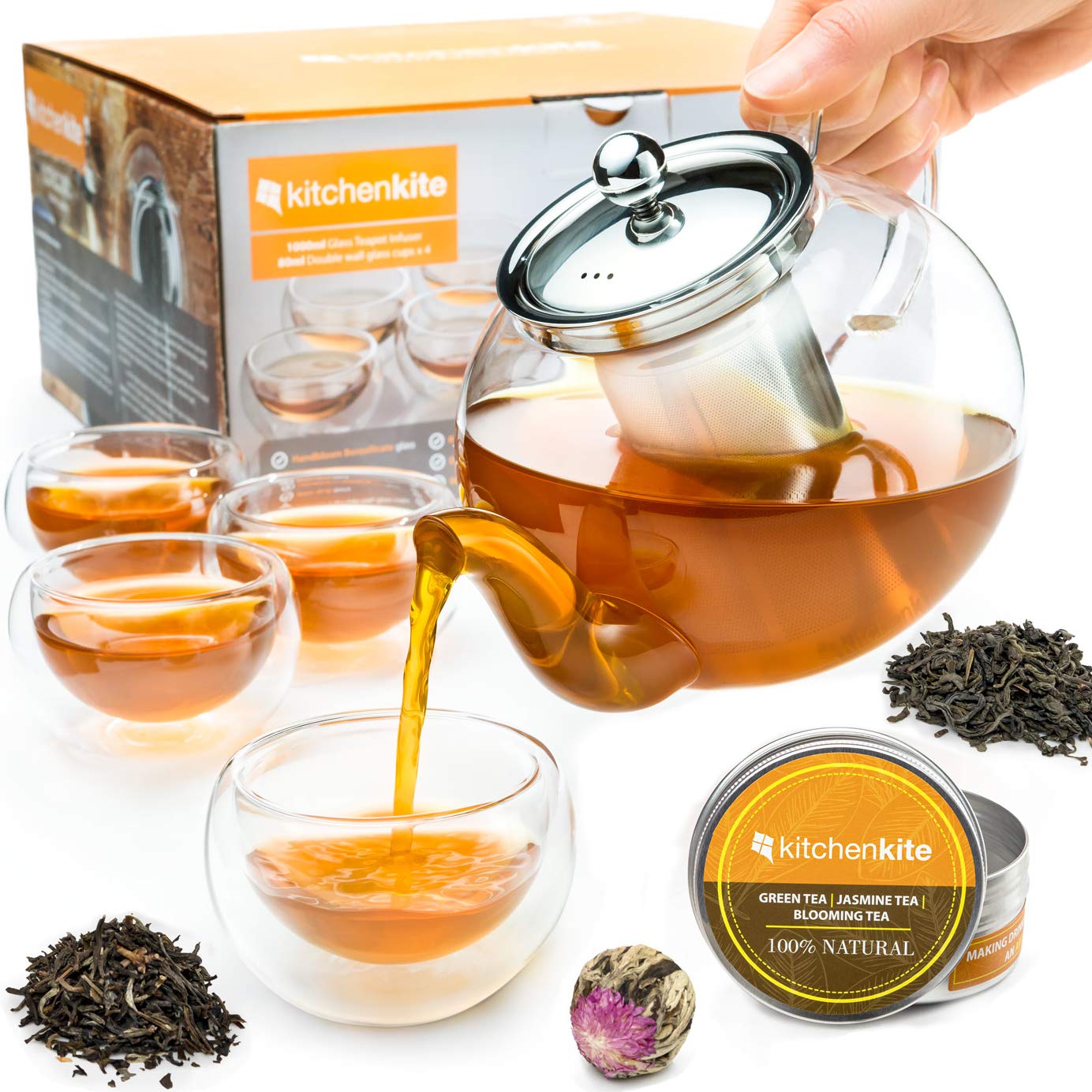 Algopix Similar Product 6 - Kitchen Kite Glass Teapot Set with 4
