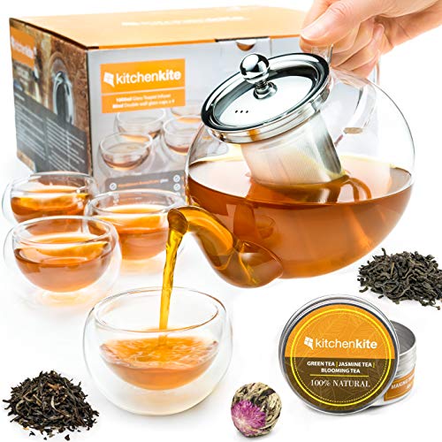 Algopix Similar Product 1 - Kitchen Kite Glass Teapot Set with 4