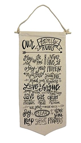 Algopix Similar Product 3 - Our Family Rules Hanging Canvas Banner