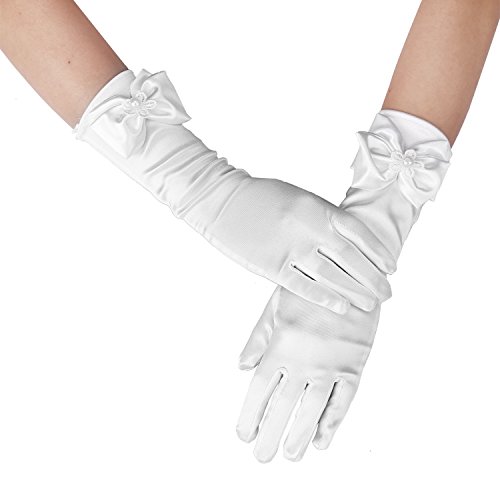 Algopix Similar Product 18 - Long Satin Formal GlovesKids Size Full
