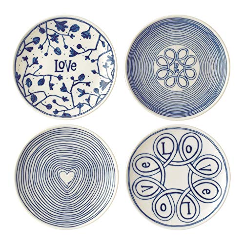 Algopix Similar Product 1 - Blue Love Plate 6" Set/4 Mixed