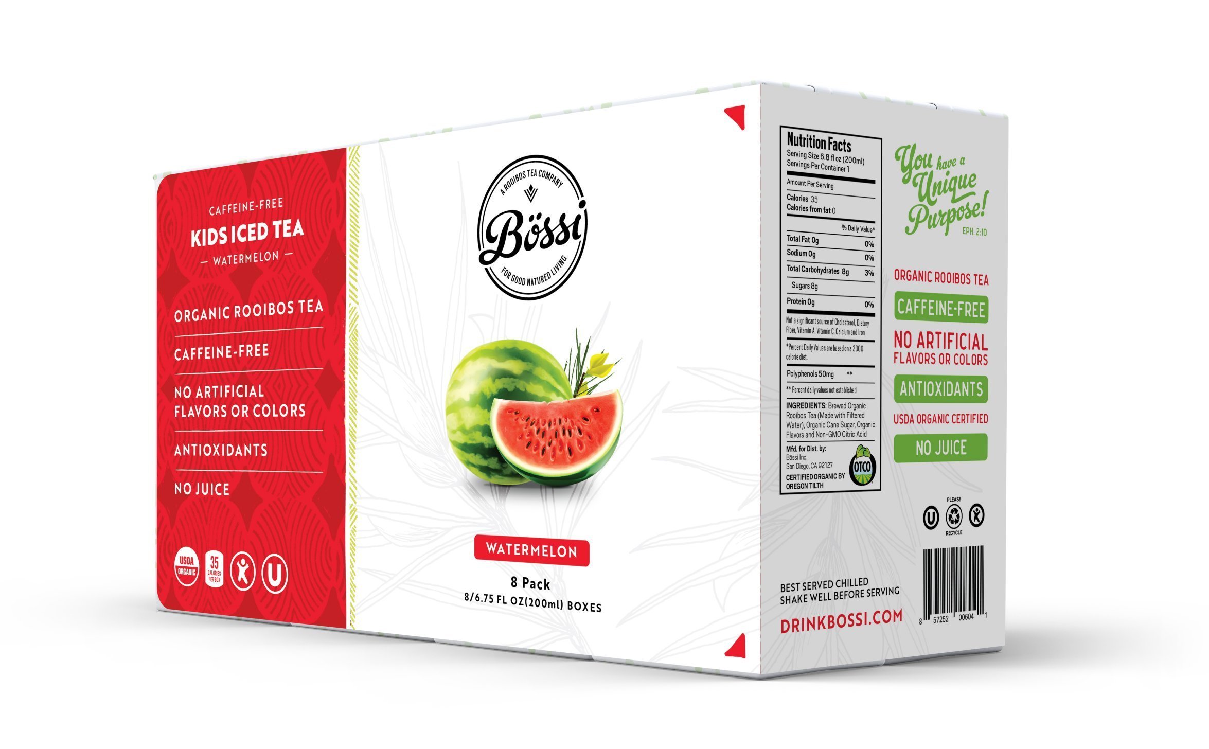 Algopix Similar Product 3 - Bossi Organic Watermelon Kids Iced Tea