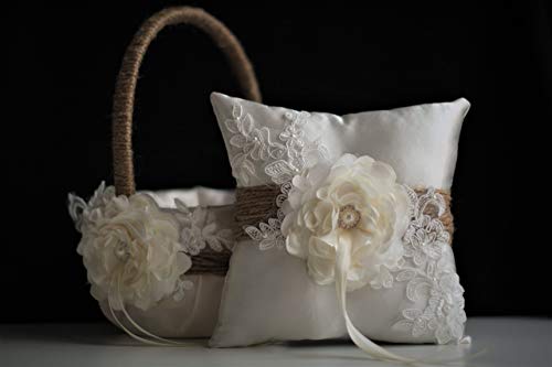 Algopix Similar Product 7 - Rustic Flower Girl Basket Burlap Ring
