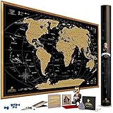 Algopix Similar Product 16 - MyMap Gold Scratch Off World Map Wall