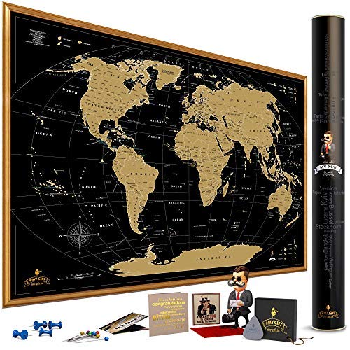 Algopix Similar Product 5 - MyMap Gold Scratch Off World Map Wall
