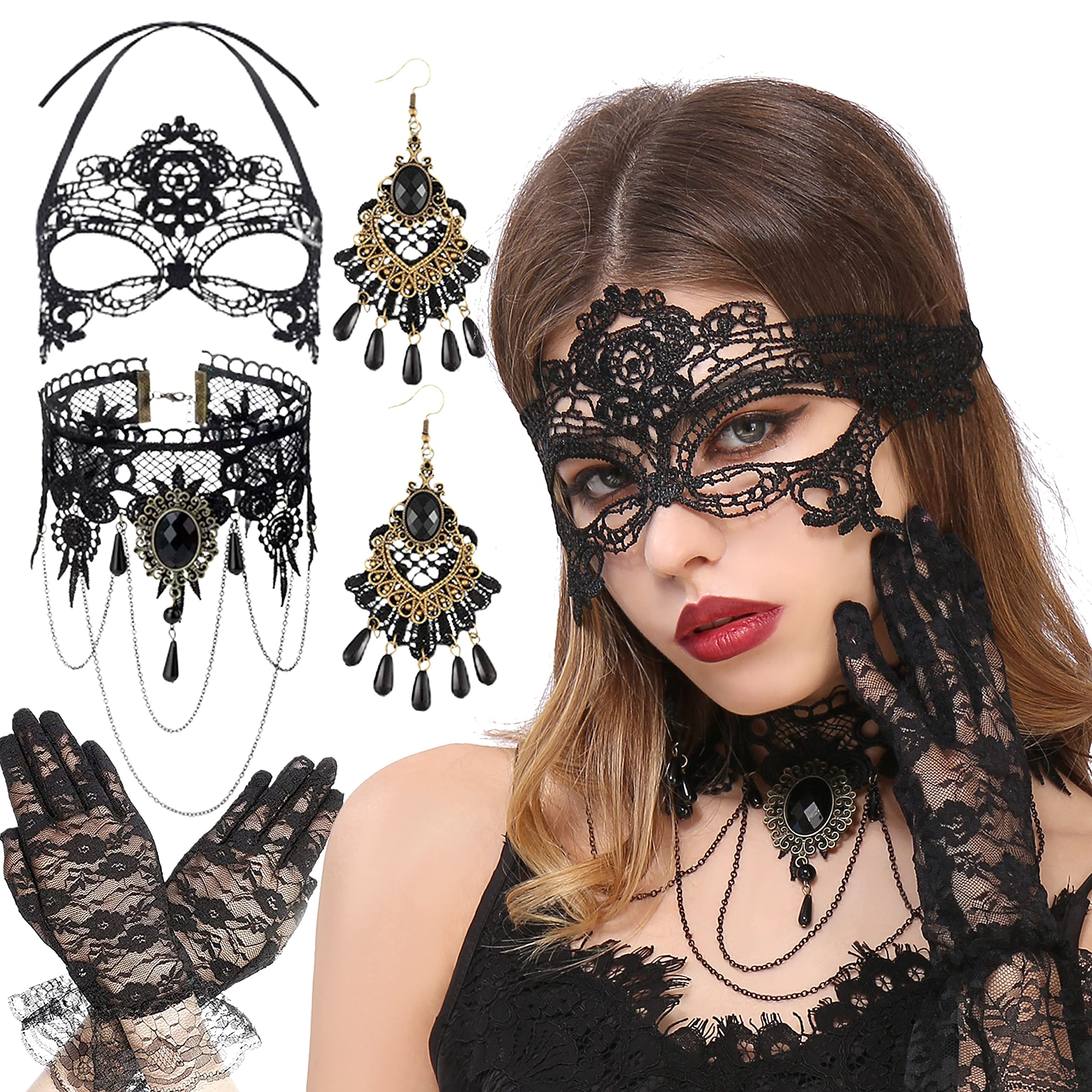 Algopix Similar Product 16 - JeVenis Luxury Sexy Lace Eyemask Prom