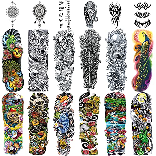 Algopix Similar Product 6 - Full Arm Temporary Tattoo 18 Sheets
