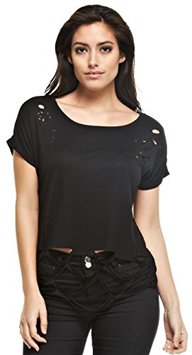 Algopix Similar Product 11 - Destroyed Solid Tees for Juniors T