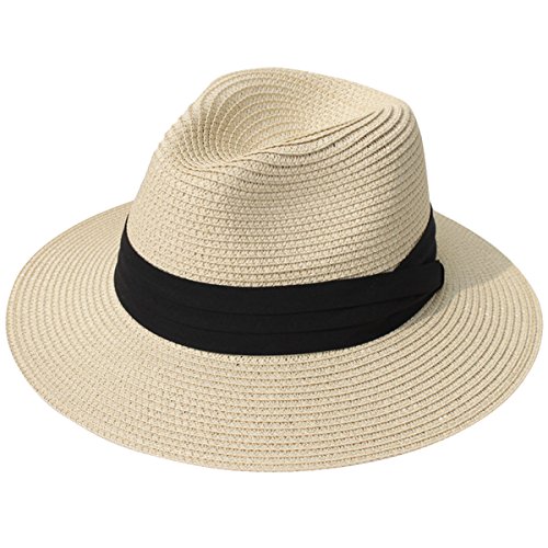 Algopix Similar Product 9 - Lanzom Women Wide Brim Straw Panama