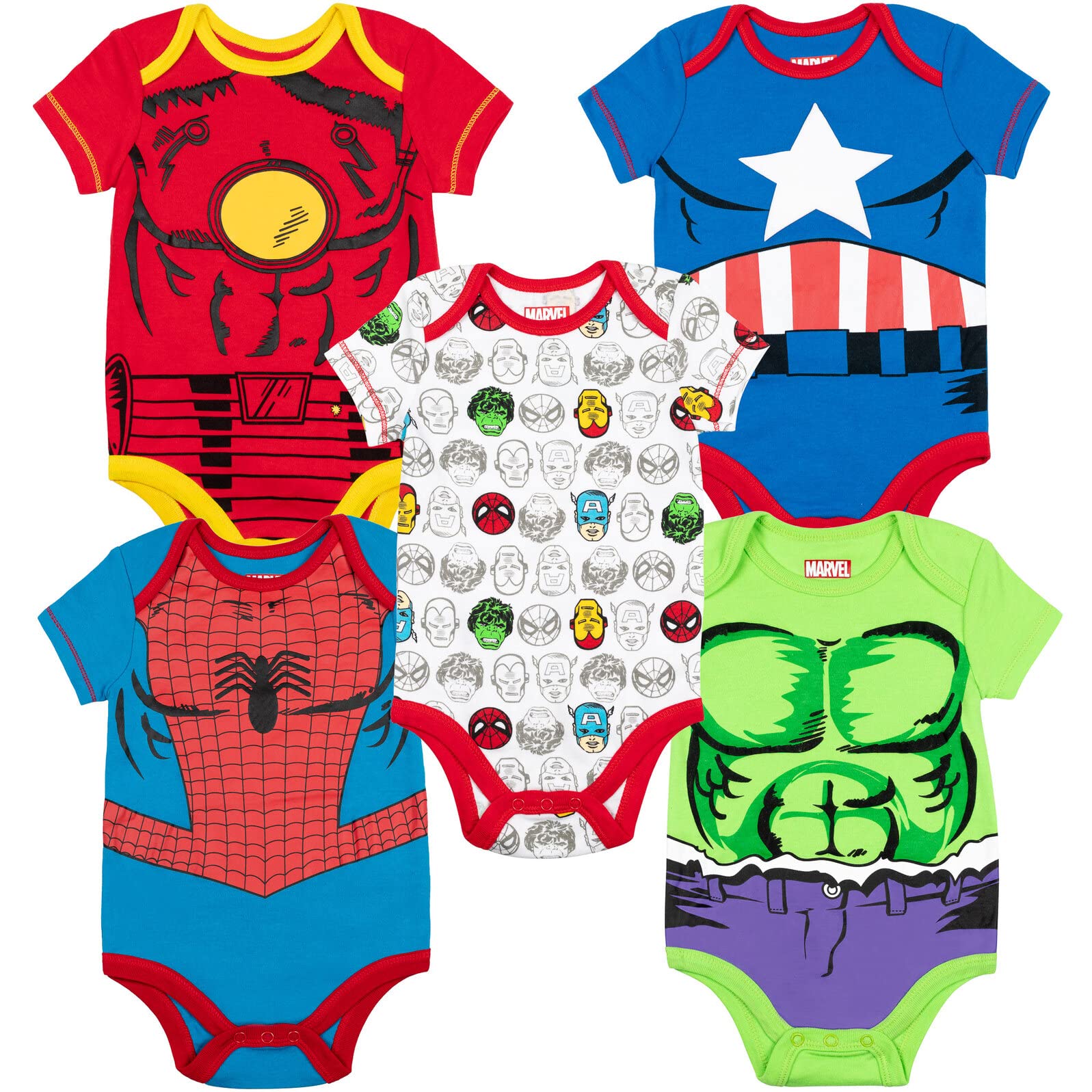 Algopix Similar Product 13 - Marvel Baby Boys 5 Pack Bodysuits 