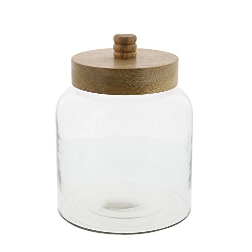 Algopix Similar Product 6 - Benzara Glass Wood Jar with Brown Lid
