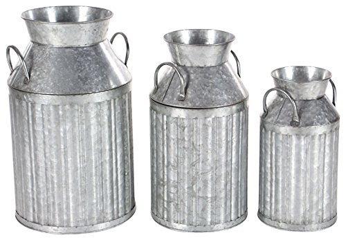 Algopix Similar Product 16 - Benzara Antiqued Metal Milk Jug Set of