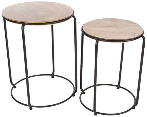 Algopix Similar Product 20 - Benzara Circular Metal Wood Nest Table