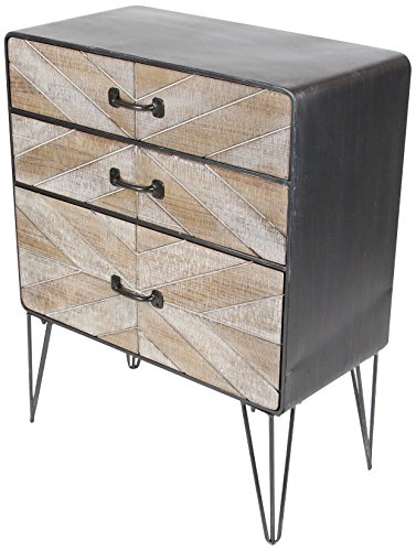 Algopix Similar Product 12 - Benzara Cavernous 3 Drawer Metal Wood