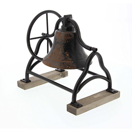 Algopix Similar Product 5 - Benzara Rusted Black Metal Wood Bell
