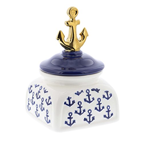 Algopix Similar Product 13 - Benzara Anchor Ceramic Small Jar