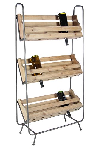 Algopix Similar Product 13 - Benzara Metal Wine Rack, Natural Wood