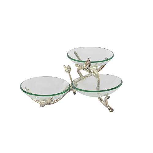 Algopix Similar Product 15 - Benzara Opulent Glass 3 Bowl Holder