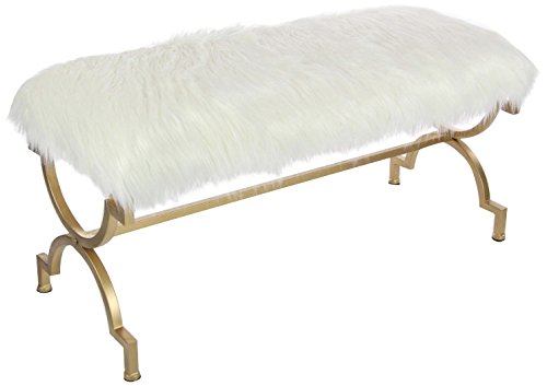 Algopix Similar Product 12 - Benzara Charming Faux Fur Bench White