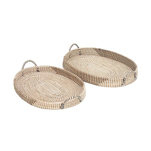 Algopix Similar Product 11 - Benzara Handwoven Seagrass Set of 2 Tray