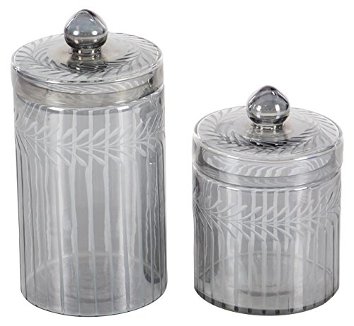Algopix Similar Product 3 - Benzara Decorative Clear Glass Jar Set
