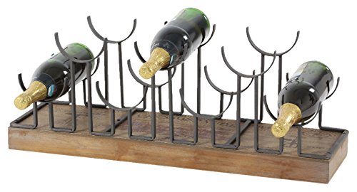 Algopix Similar Product 10 - Benzara Robust Metal Wood Wine Holder