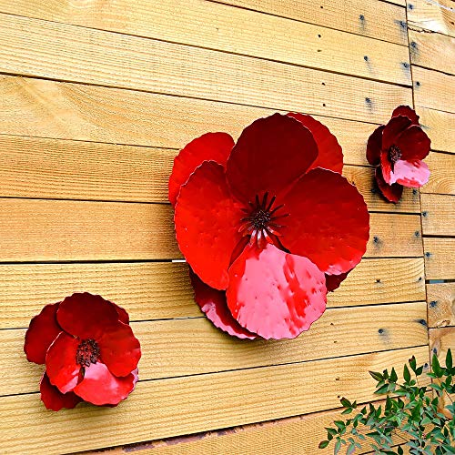 Algopix Similar Product 13 - Giant Wall Hanging Poppy Set of 3 Red